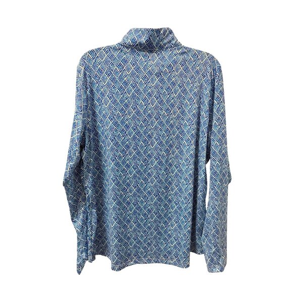 San Soleil Blue Mosaic Print Zip Pullover Upf 50 Athletic TopSz L - Picture 10 of 11